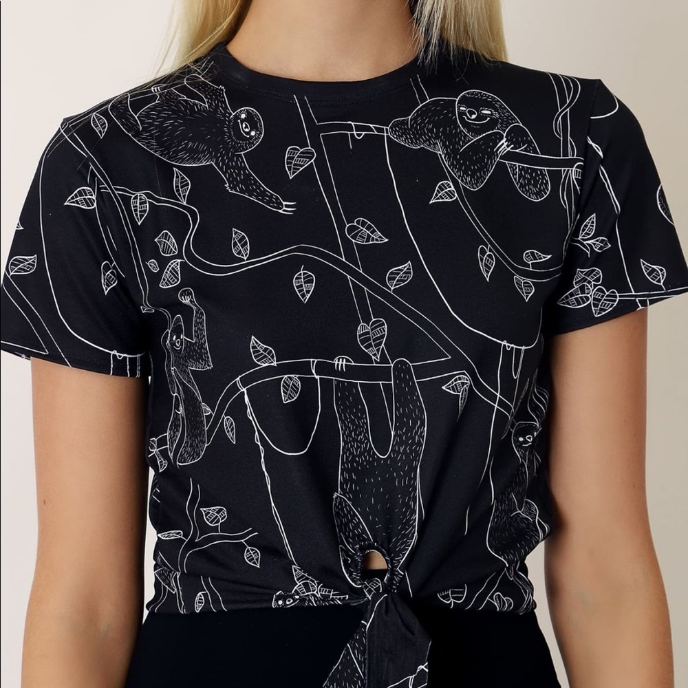 SOLD OUT sloths rock tie front tee